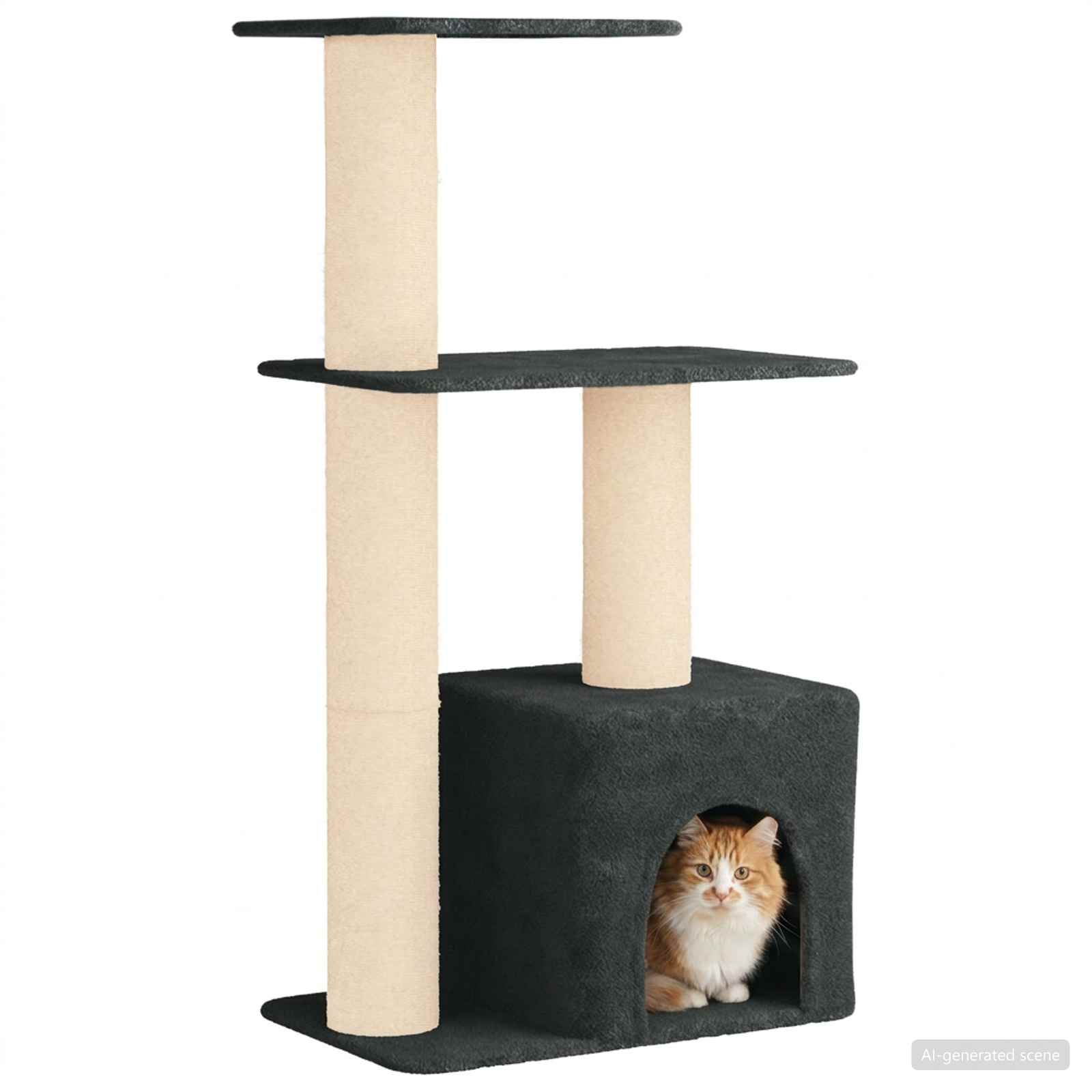 Katzennbaum mit Sisal-Kratzsäulen Dunkelgrau 133 cm