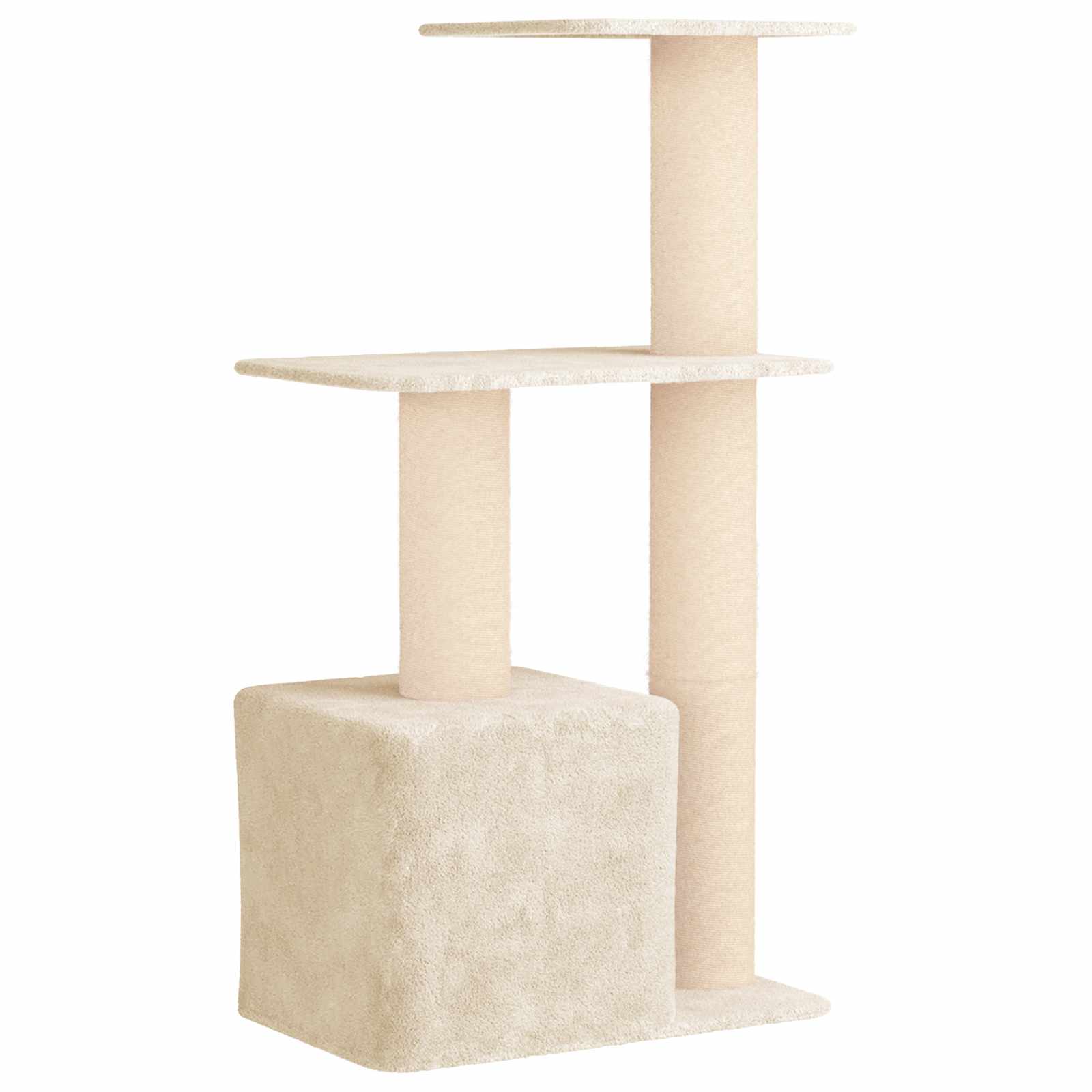 Katzennbaum mit Sisal-Kratzsäulen Creme 133 cm