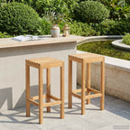 Barhocker 2 pcs Braun Massivholz Teak