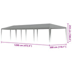 Partyzelt Hellgrau 1200 x 300 x 255 cm PE und Stahl
