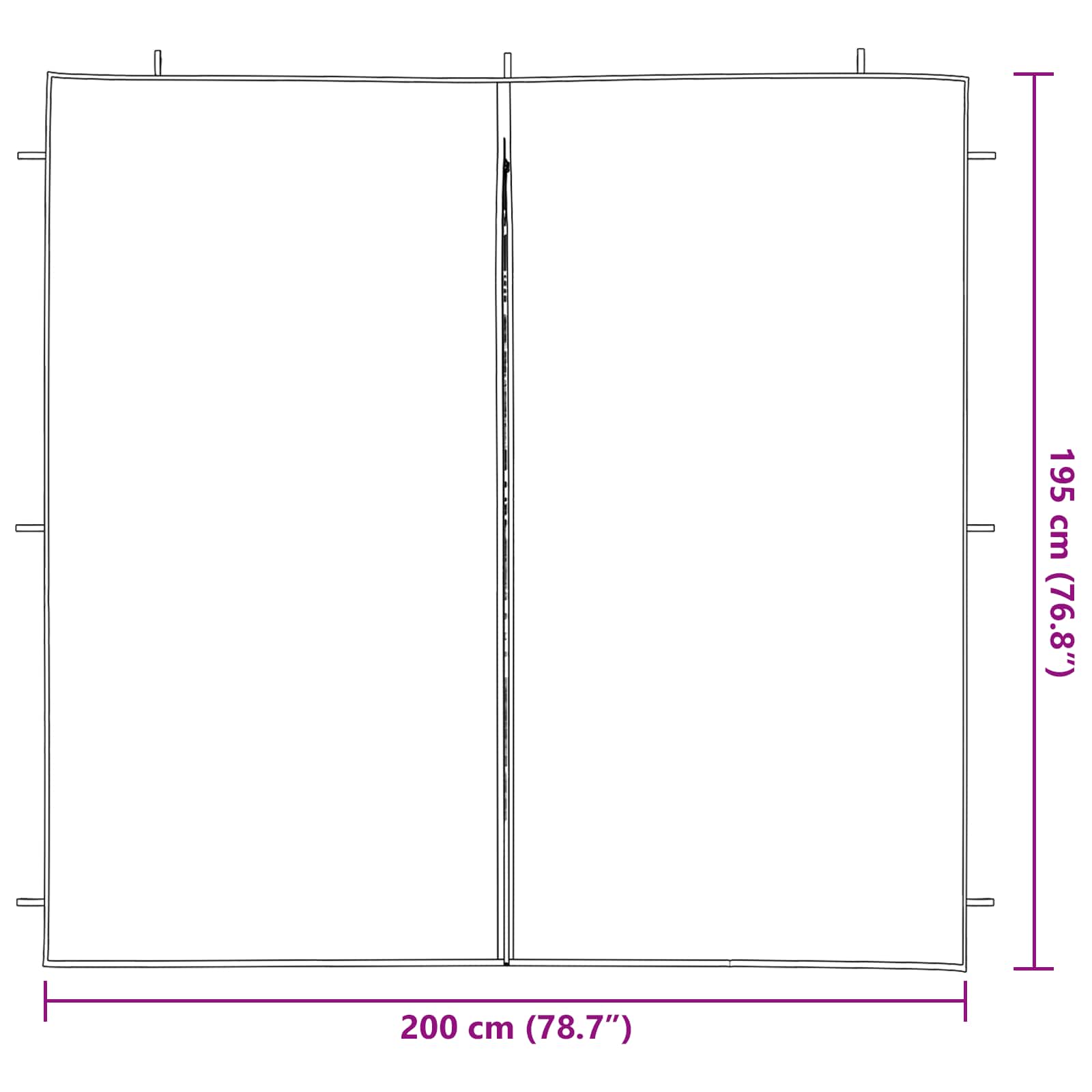 Party Zelt Seitenteil 2 pcs Blau 200 x 195 cm PE und Stahl
