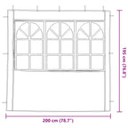 Party Zelt Seitenteil 2 pcs 200 x 195 cm Anthrazit PE und Stahl