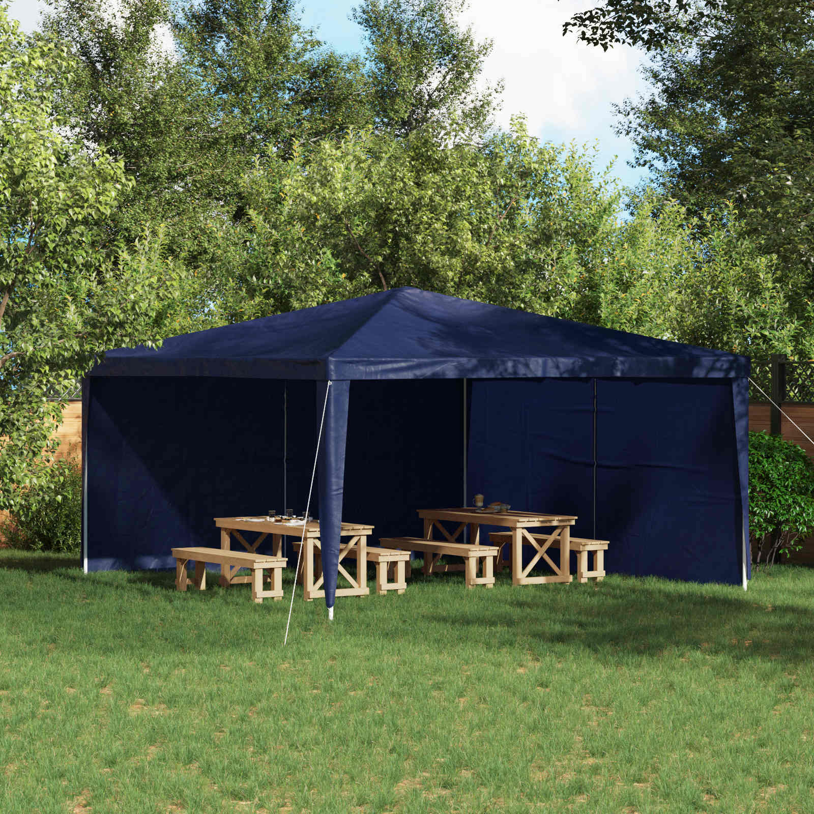 Party Zelt Seitenteil 2 pcs Blau 400 x 195 cm PE und Stahl