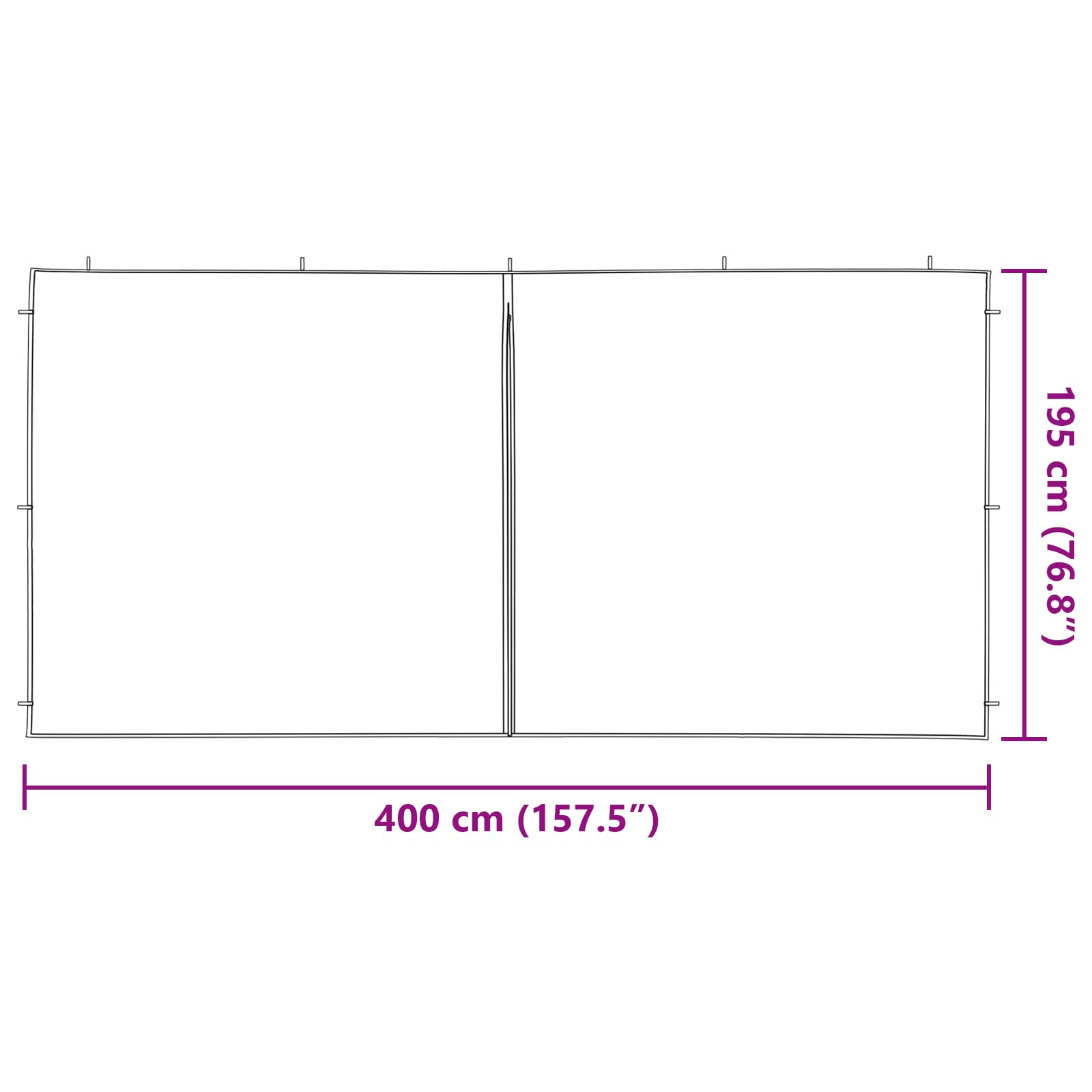 Party Zelt Seitenteil 2 pcs Anthrazit 400 x 195 cm PE und Stahl