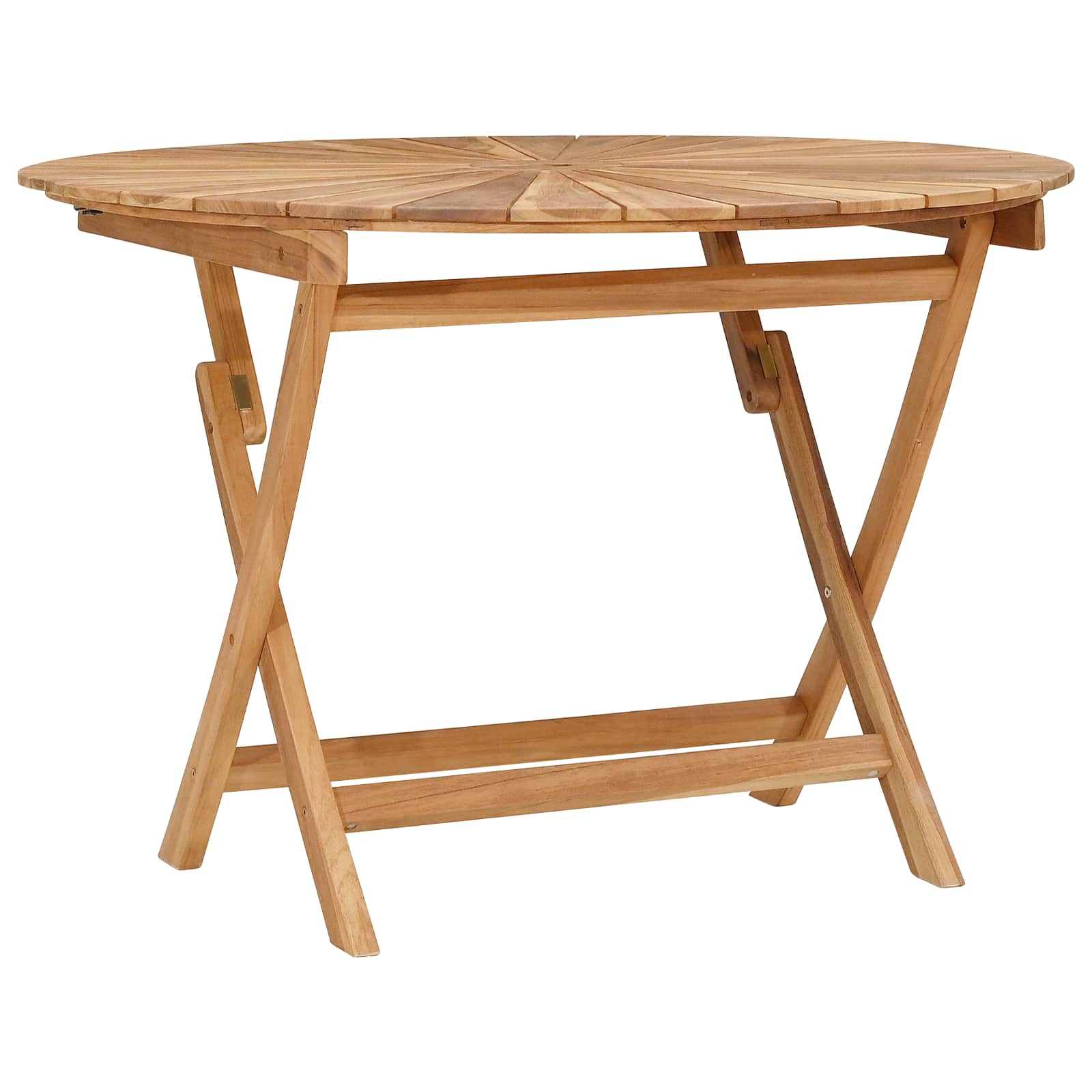 Klappbarer Gartentisch Natur Ø 110 x 75 cm Teak-Massivholz