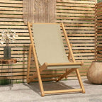 Liegestuhl Beige Massivholz Teak