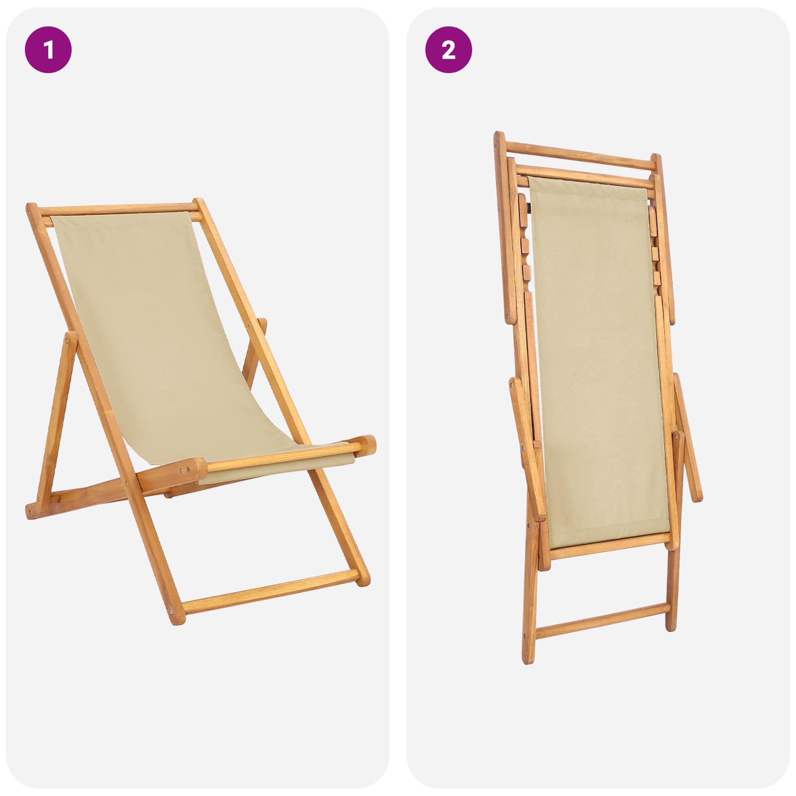 Liegestuhl Beige Massivholz Teak