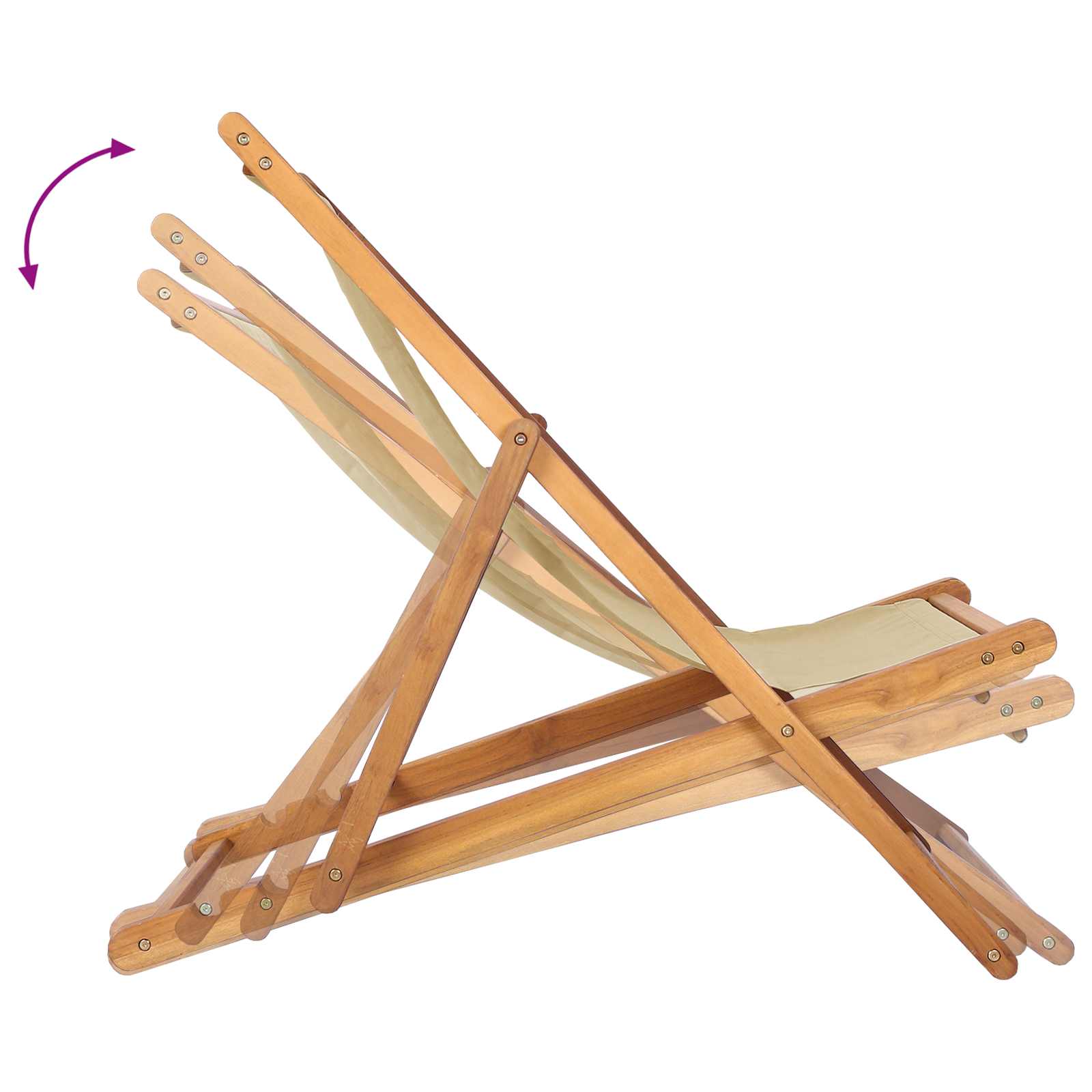 Liegestuhl Beige Massivholz Teak