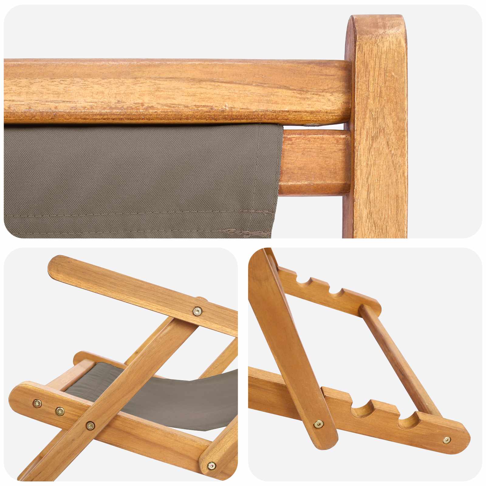 Liegestuhl Taupe Massivholz Teak