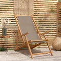 Liegestuhl Taupe Massivholz Teak