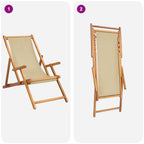 Liegestuhl Beige Massivholz Teak