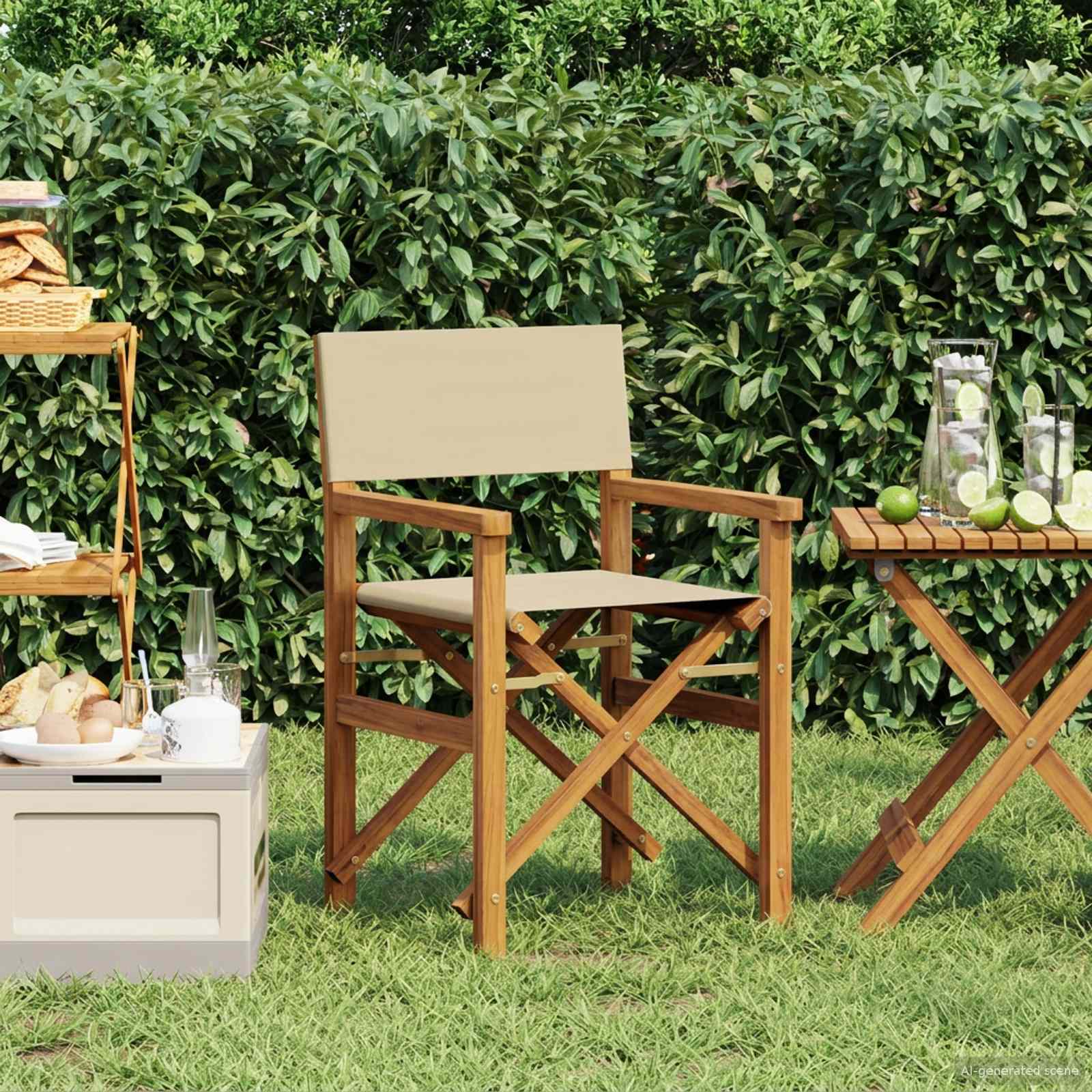Esszimmerstuhl Braun und Beige 56 x 54 x 87 cm Massivholz Teak