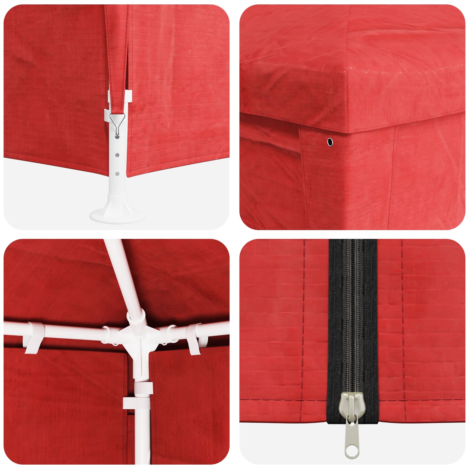 Party-Zelt 400 x 300 x 255 cm Rot PE und Stahl