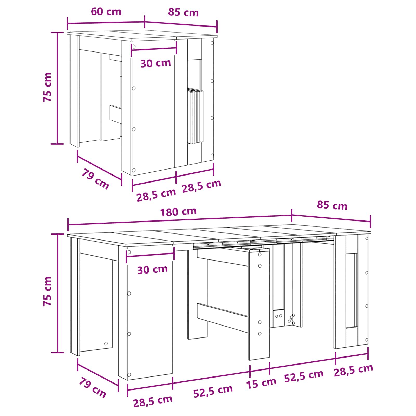 Esstisch 180 x 85 x 75 cm Holzwerkstoff Schwarze Eiche