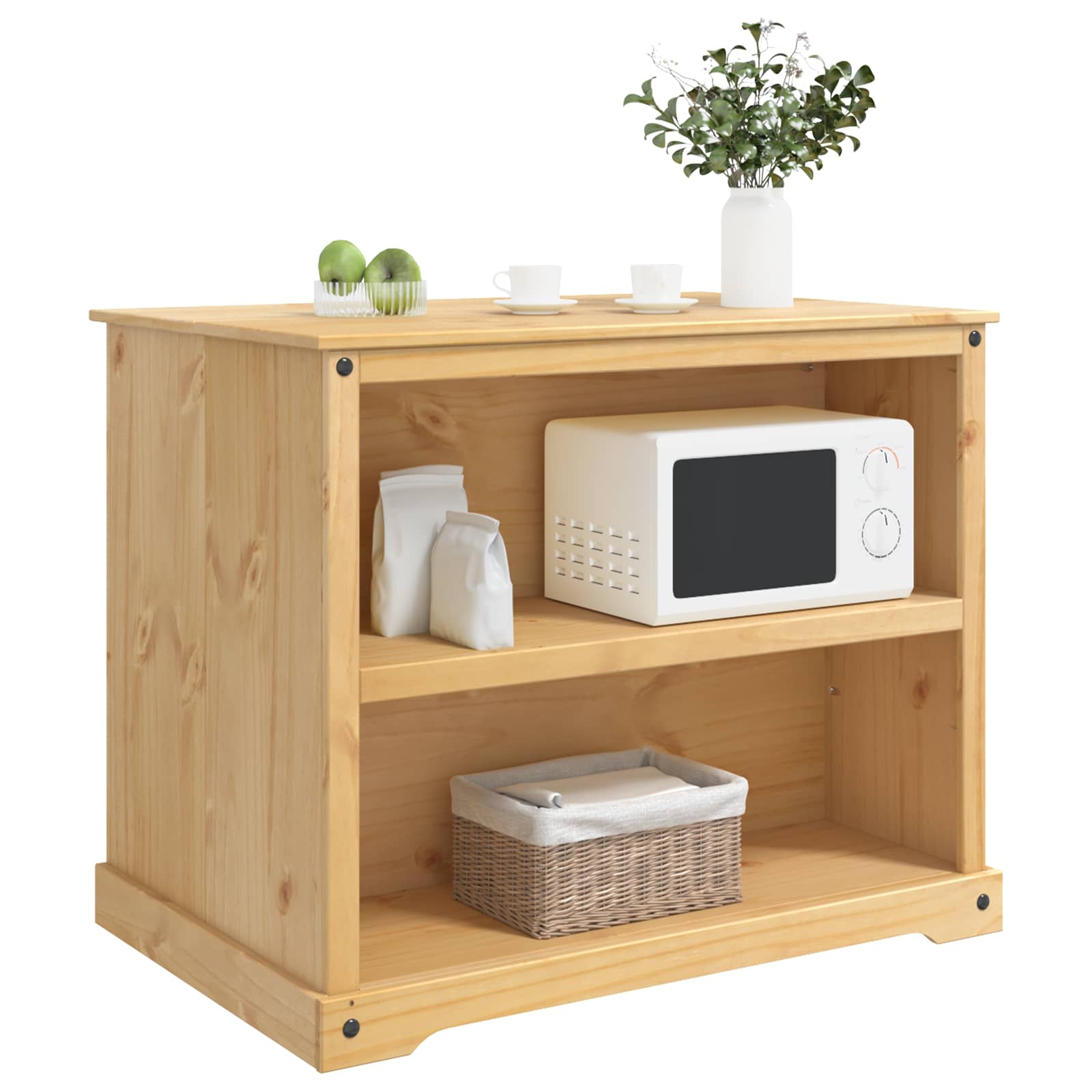 Küchentrolley 2 pcs Honigwachs 112 x 77 x 91,5 cm Massiv-Kiefer
