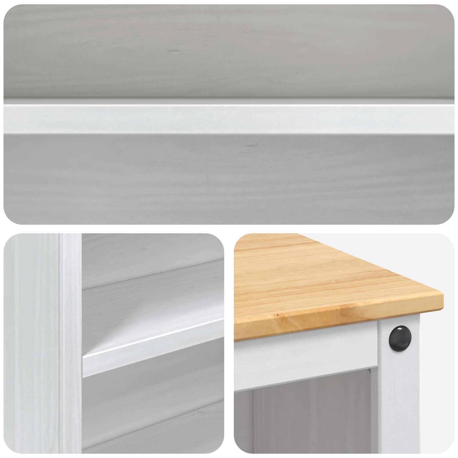 Küchentrolley 2 pcs Weiß und Honigwachs 112 x 77 x 91,5 cm