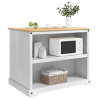 Küchentrolley 2 pcs Weiß und Honigwachs 112 x 77 x 91,5 cm