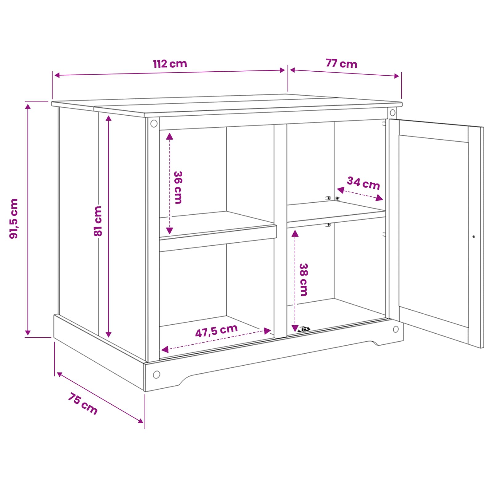 Küchentrolley 2 pcs Weiß und Honigwachs 112 x 77 x 91,5 cm
