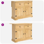 Küchentrolley 2 pcs Honigwachs 112 x 70 x 91,5 cm Massiv-Kiefer