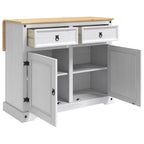 Küchentrolley 2 pcs Weiß und Honigwachs 112 x 70 x 91,5 cm
