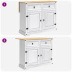 Küchentrolley 2 pcs Weiß und Honigwachs 112 x 70 x 91,5 cm