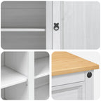 Küchentrolley 2 pcs Weiß und Honigwachs 112 x 70 x 91,5 cm