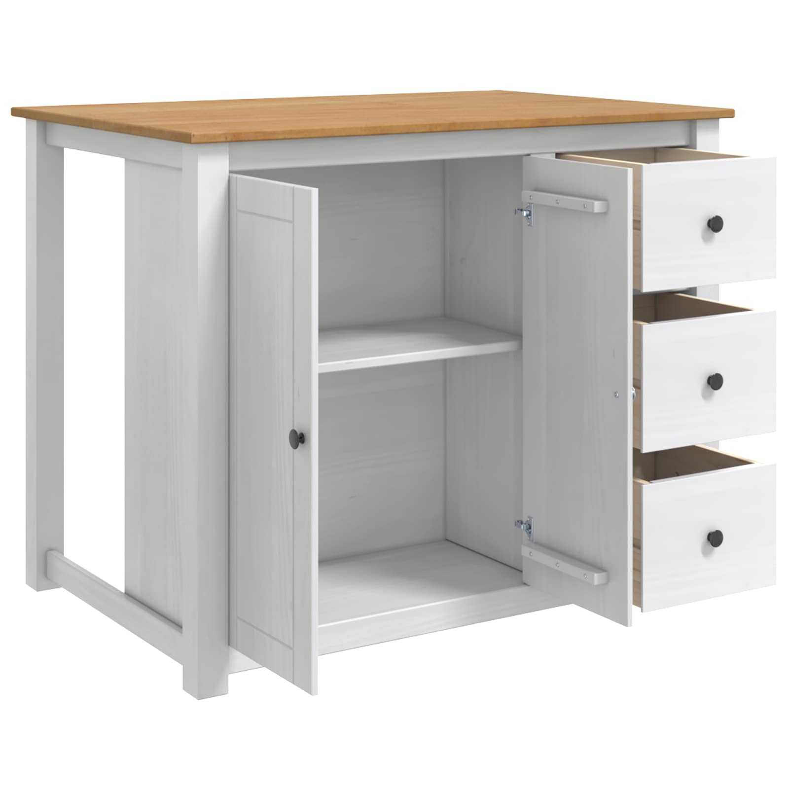 Küchentrolley PANAMA 2 pcs Weiß und Honigwachs 112 x 77 x 90 cm