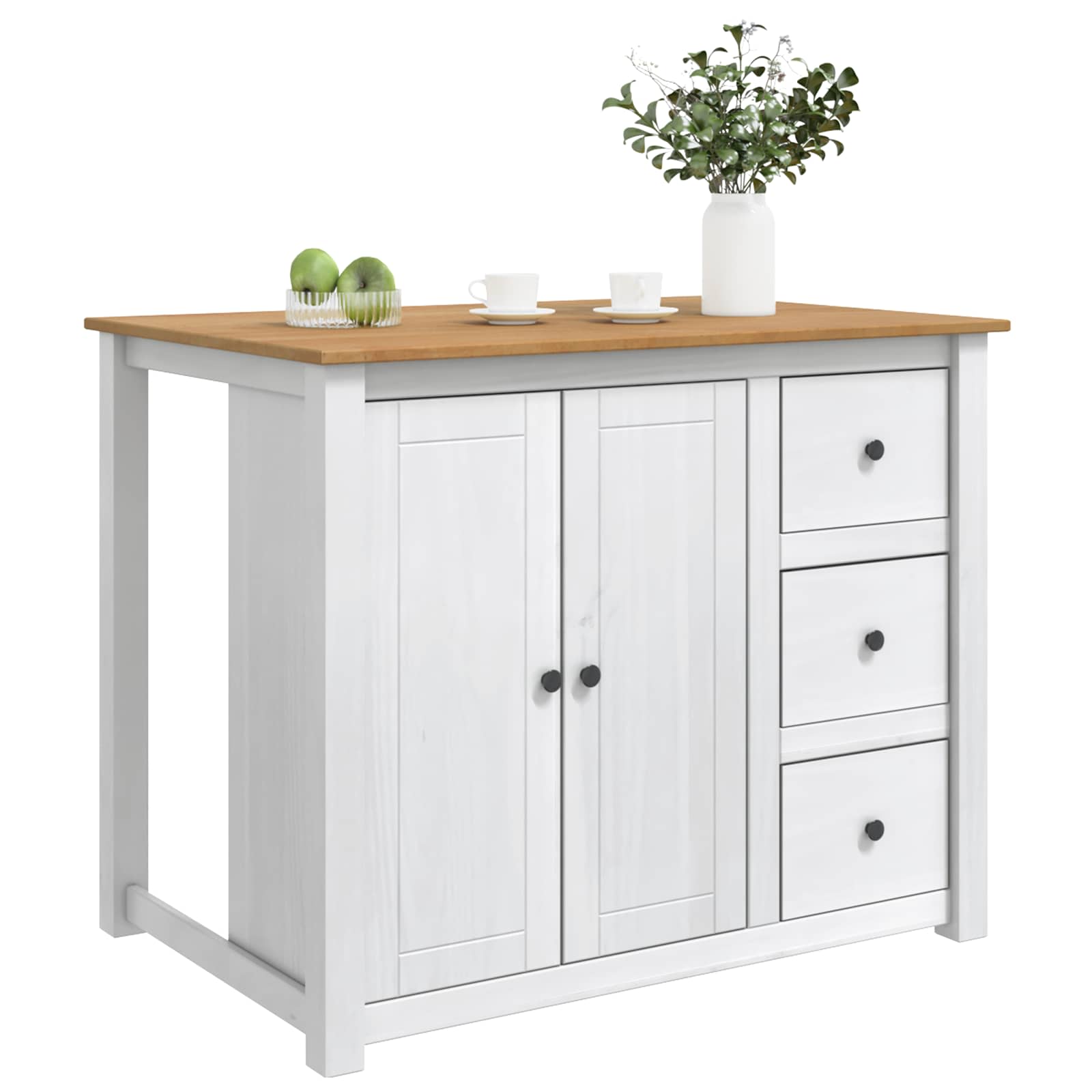 Küchentrolley PANAMA 2 pcs Weiß und Honigwachs 112 x 77 x 90 cm