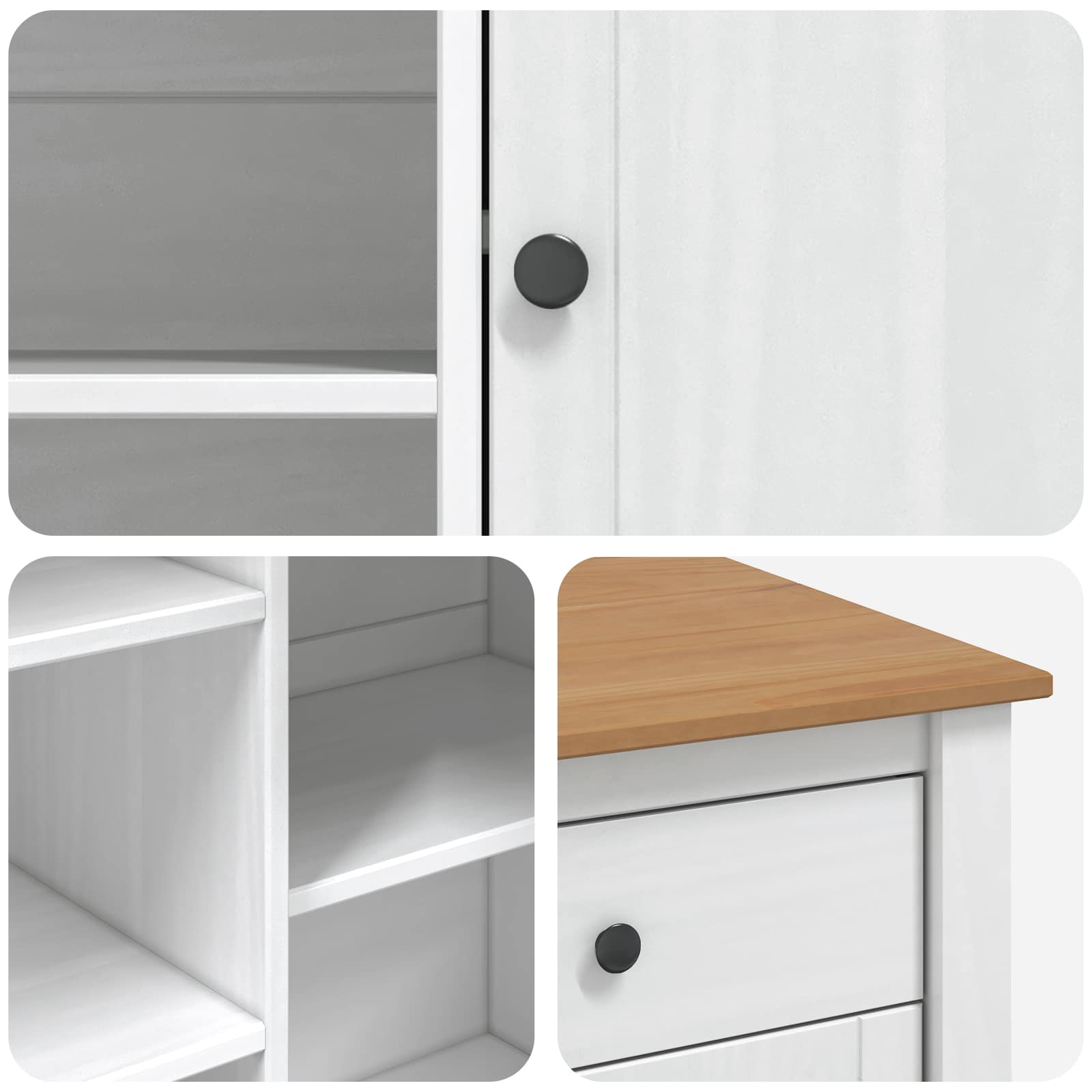 Küchentrolley PANAMA 2 pcs Weiß und Honigwachs 112 x 77 x 90 cm
