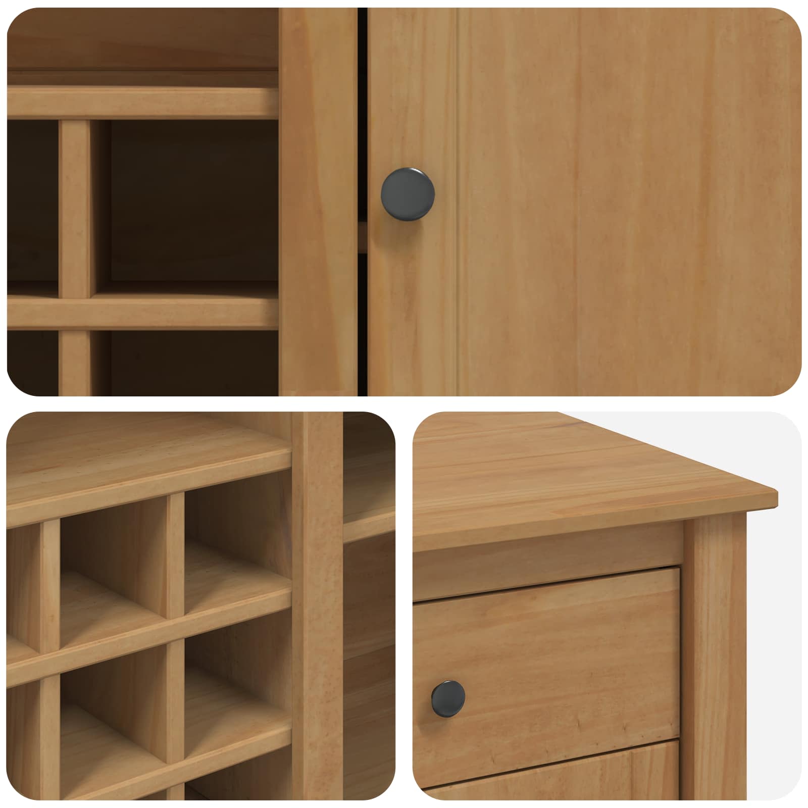 Küchentrolley mit Tür PANAMA 2 pcs Honigwachs 112 x 77 x 90 cm