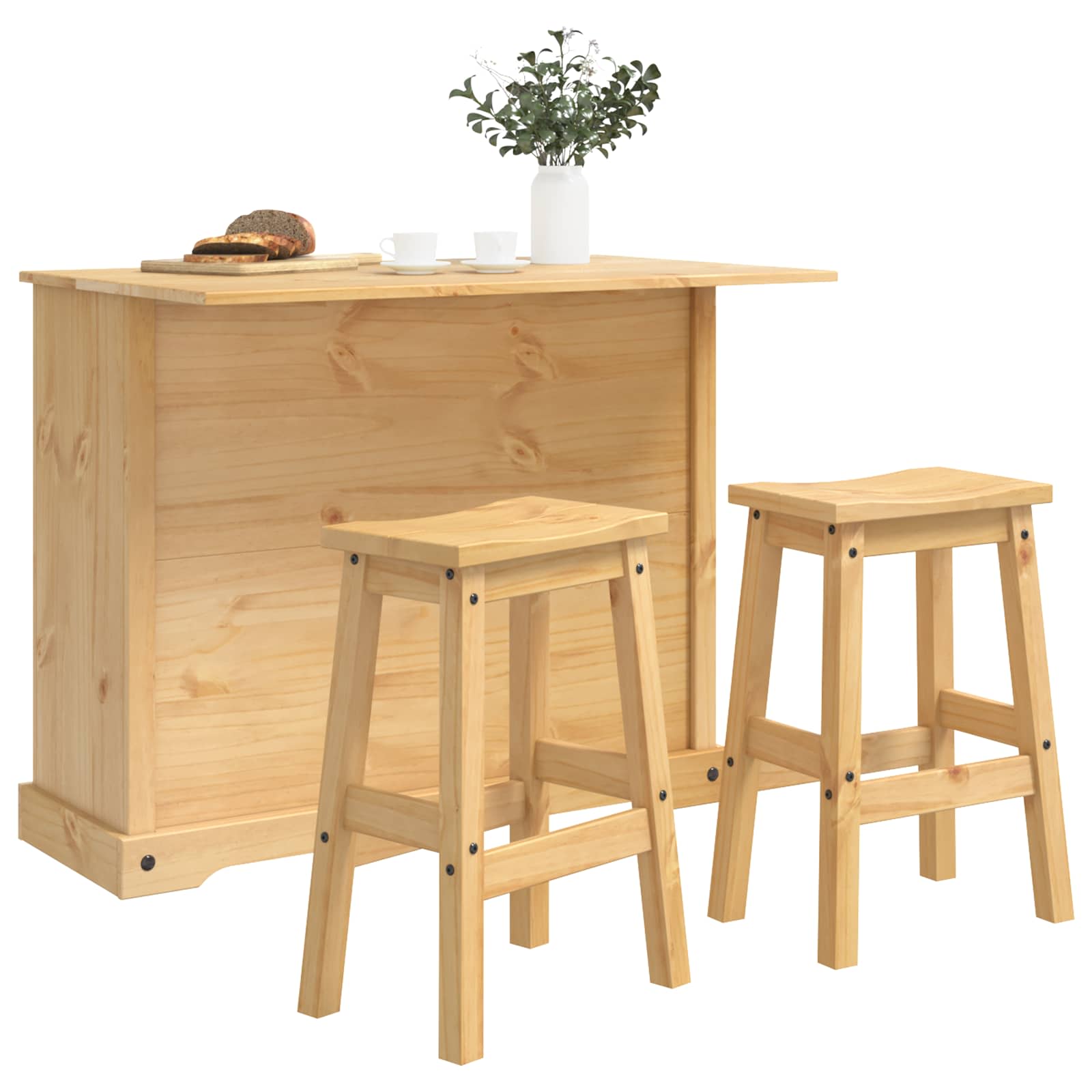 Kücheninsel Set mit Schubladen 3 pcs Honigwachs Massiv-Kiefer