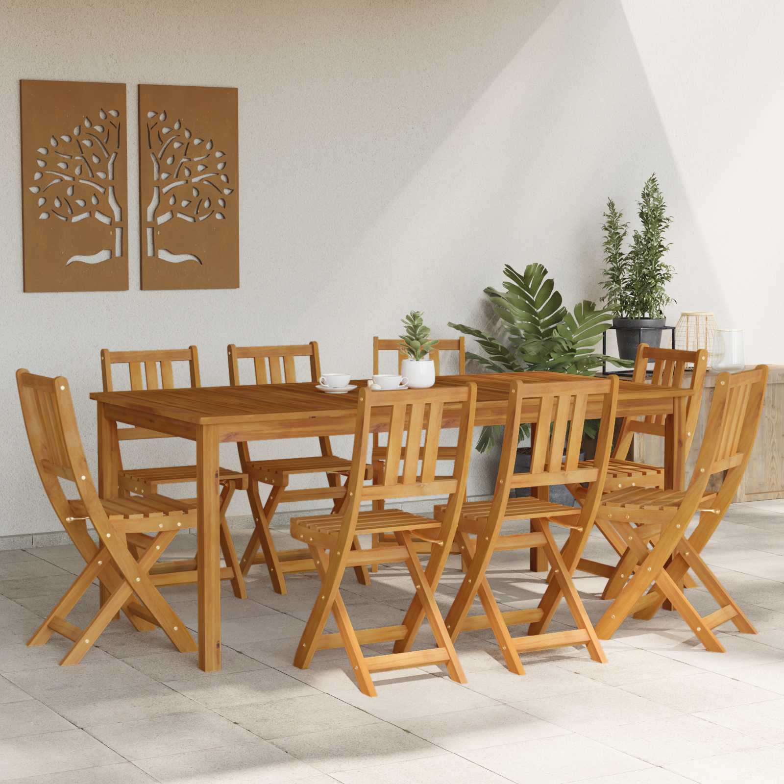 Außen Bistro-Stühle mit Kissen 8 pcs Natur 40 x 42 x 85 cm