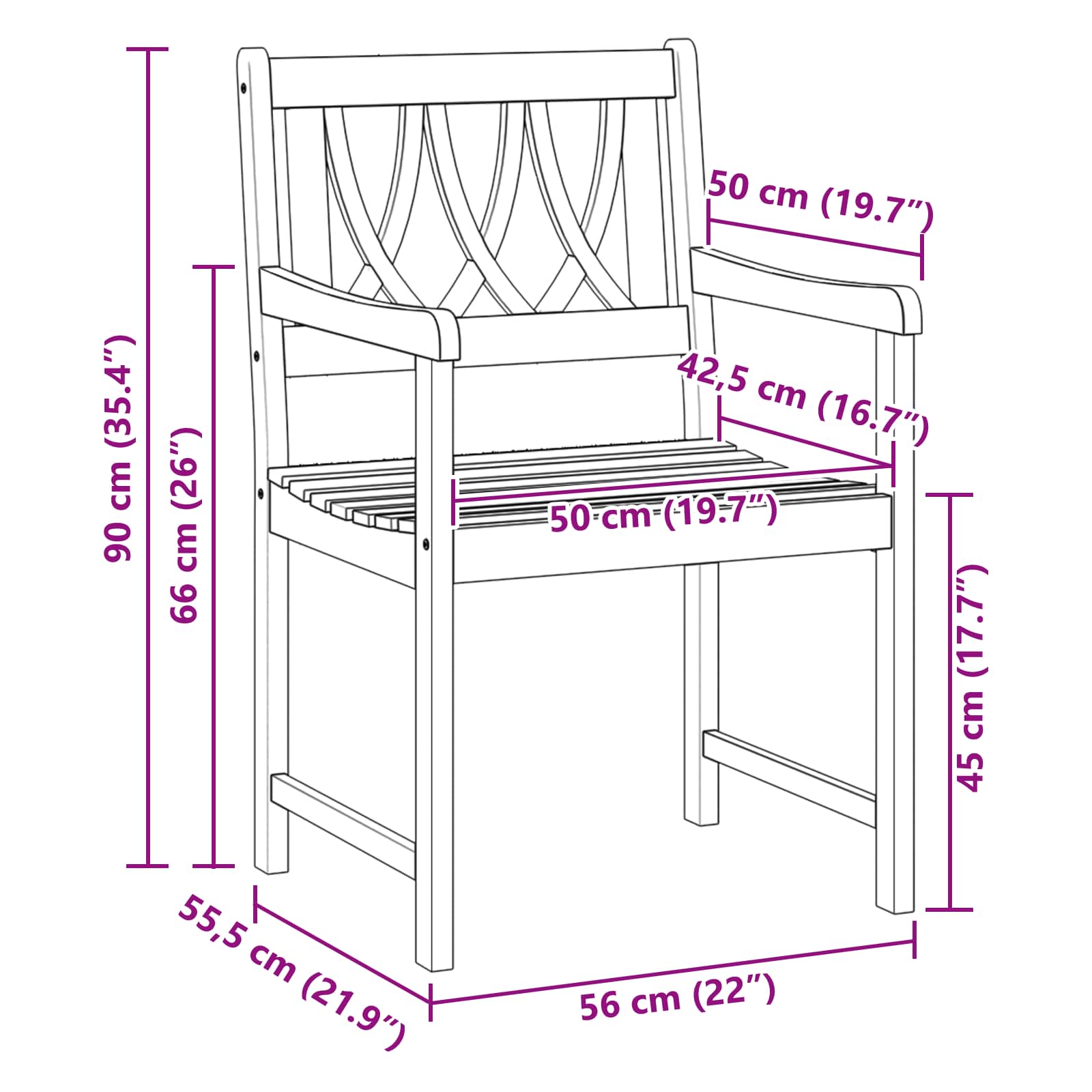 Bank Outdoor 8 pcs Natur 56 x 55,5 x 90 cm Massivholz Akazie