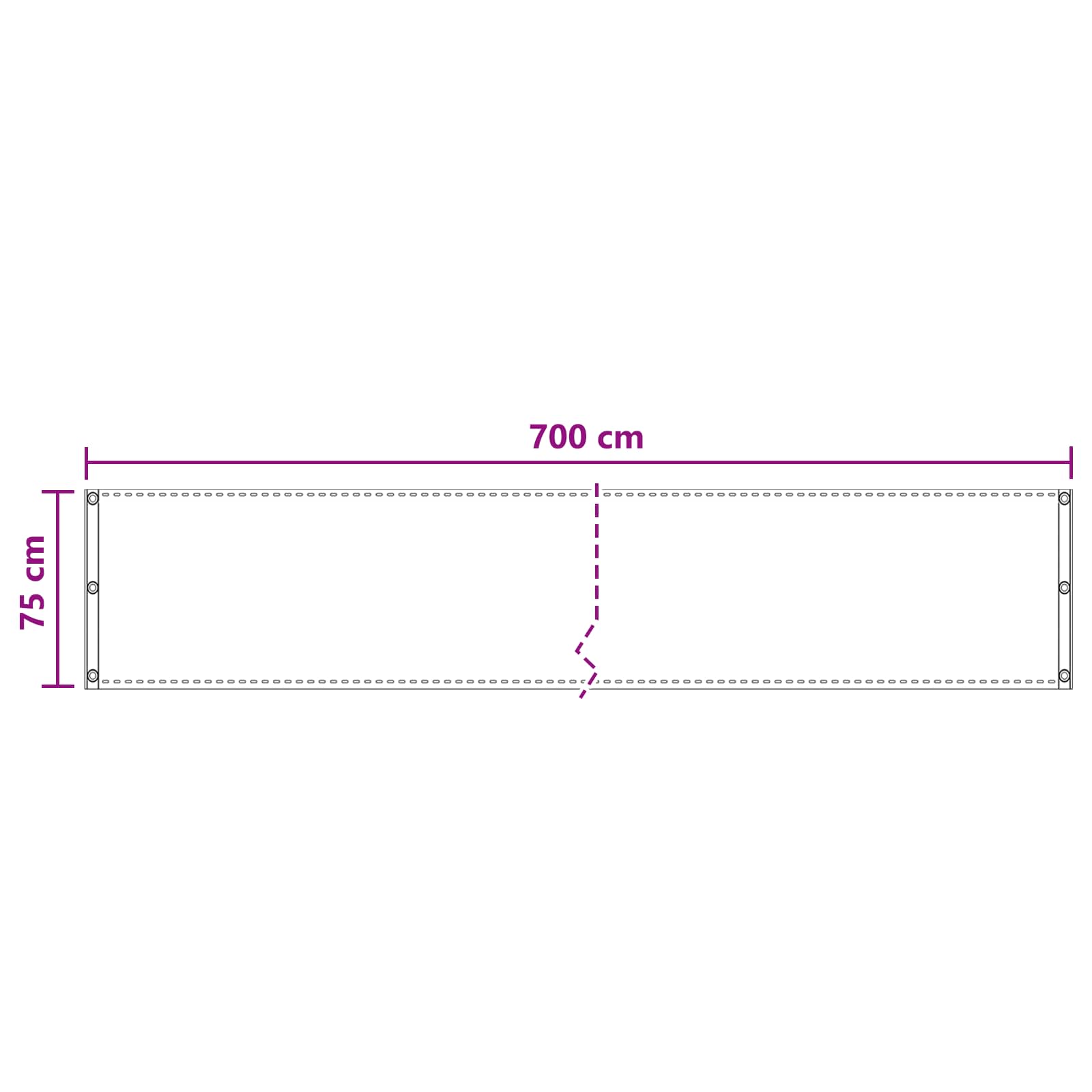 Balkonsichtschutz Weiß 75 x 700 cm HDPE und Aluminium