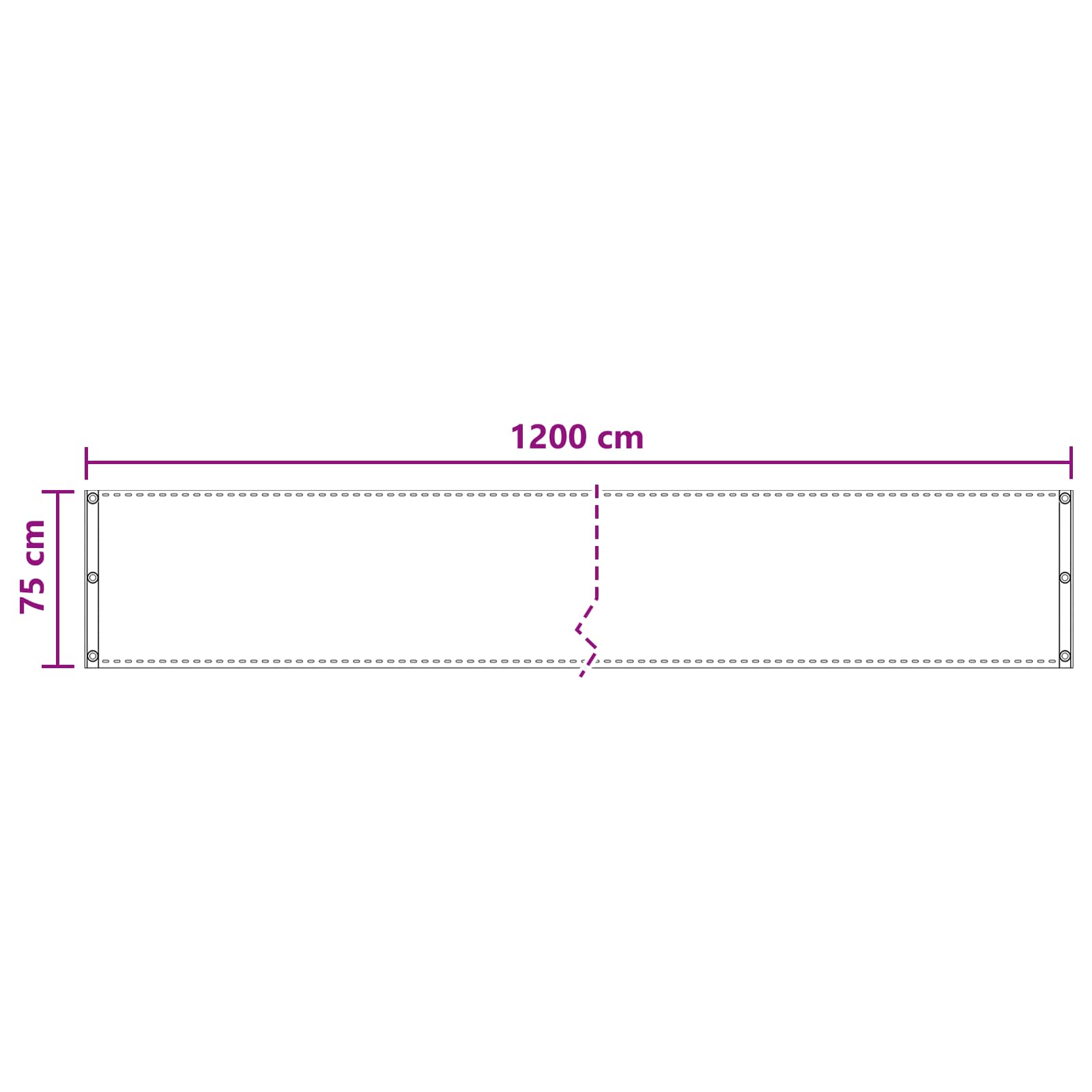 Balkonsichtschutz Schwarz 75 x 1200 cm HDPE und Aluminium