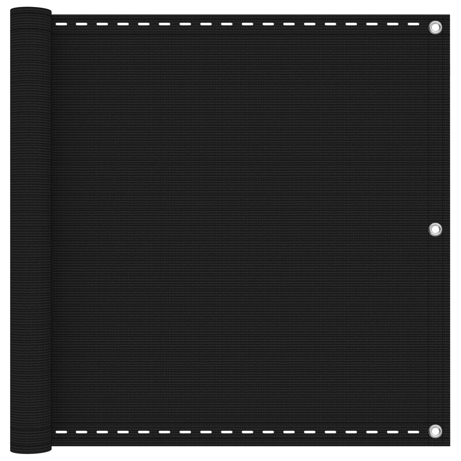 Balkonsichtschutz Schwarz 90 x 1200 cm HDPE und Aluminium