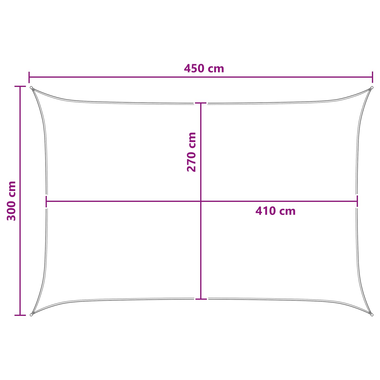 Sonnensegel Anthrazit und Weiß 3 x 4,5 m HDPE