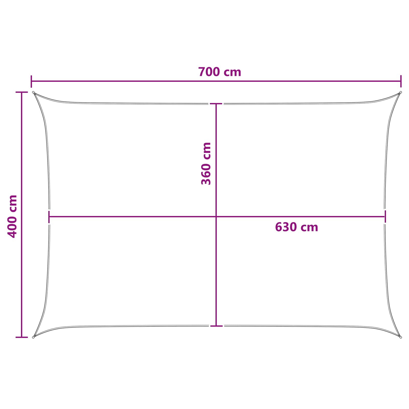 Sonnensegel Anthrazit und Weiß 4 x 7 m HDPE