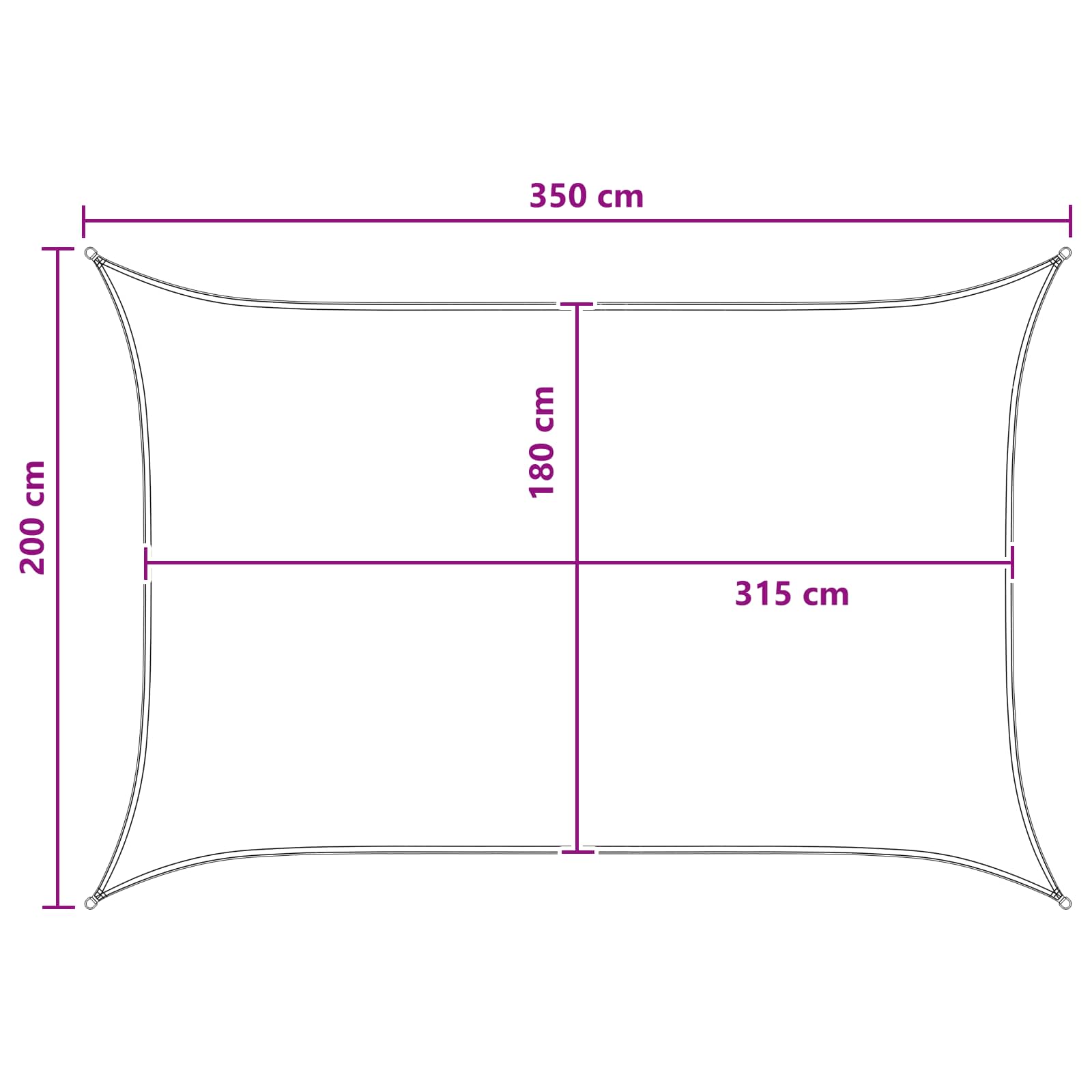 Sonnensegel Gelb und Weiß 2 x 3,5 m HDPE