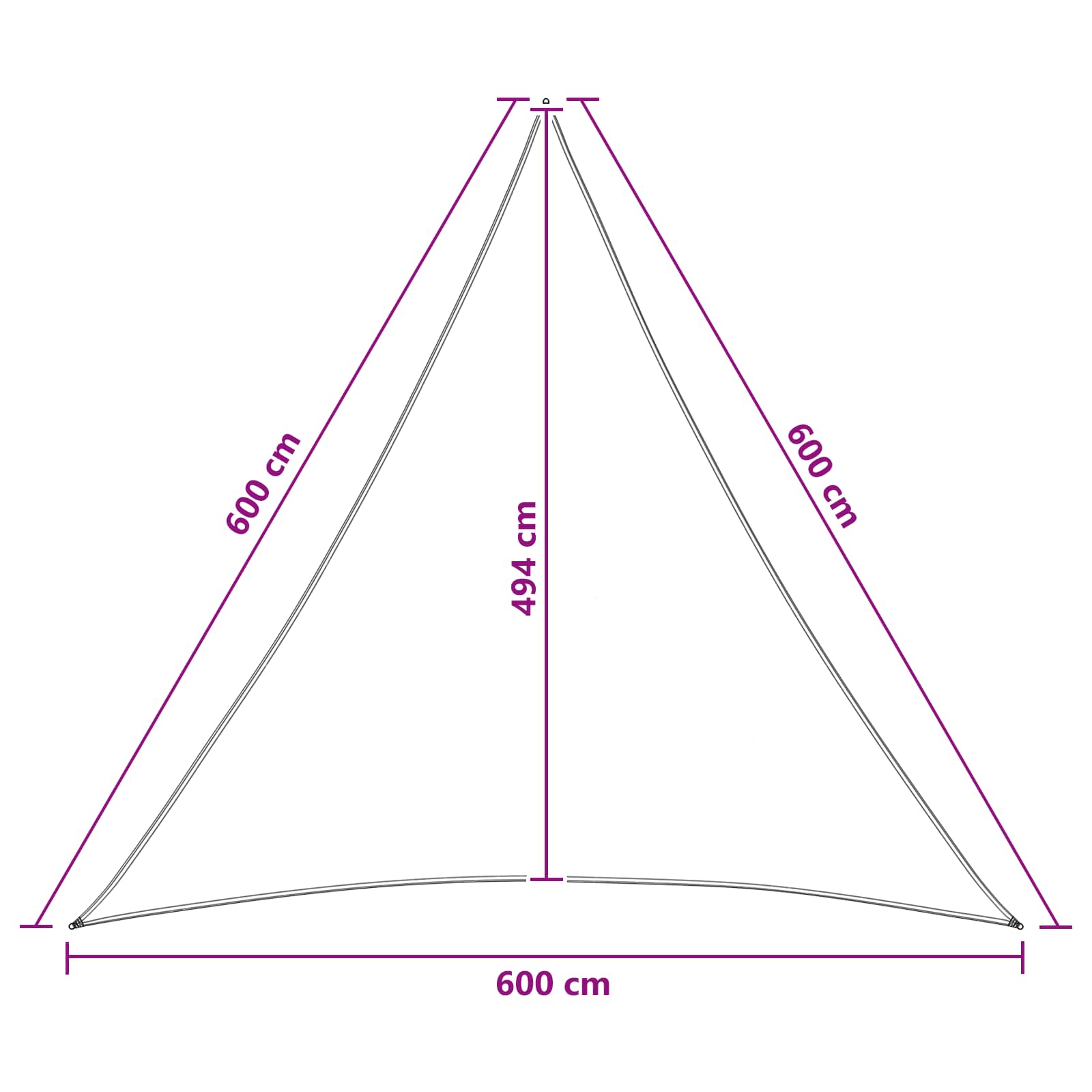 Sonnensegel 6 x 6 x 6 m HDPE