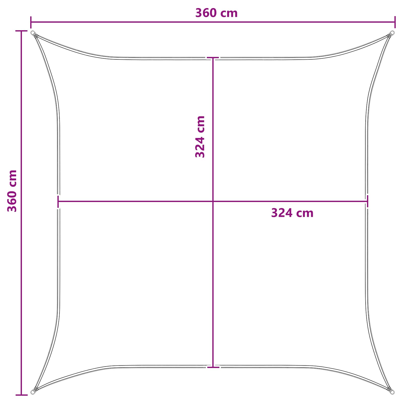 Sonnensegel Blau und Weiß 3,6 x 3,6 m HDPE