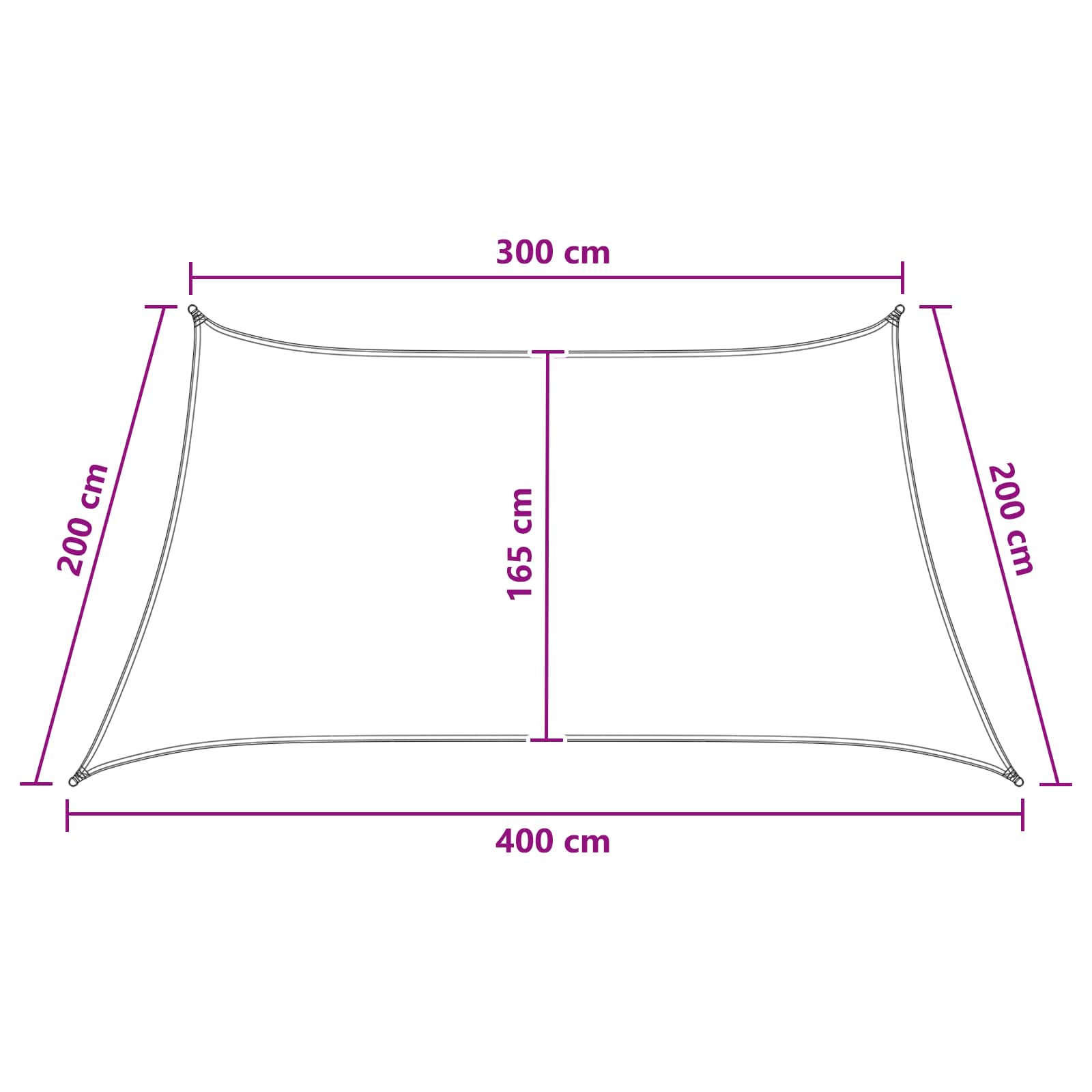 Sonnensegel Blau und Weiß 3 / 4 x 2 m HDPE
