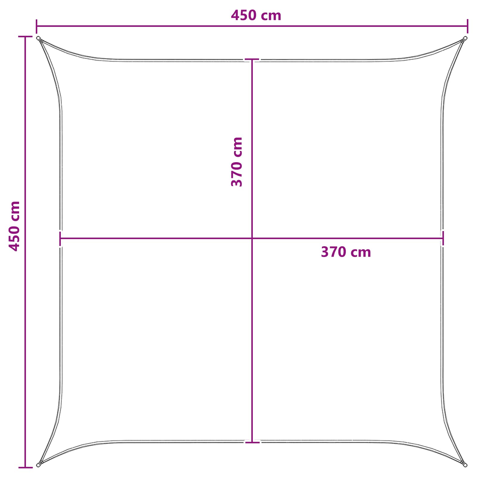 Sonnensegel Hellgrau und Weiß 4,5 x 4,5 m HDPE