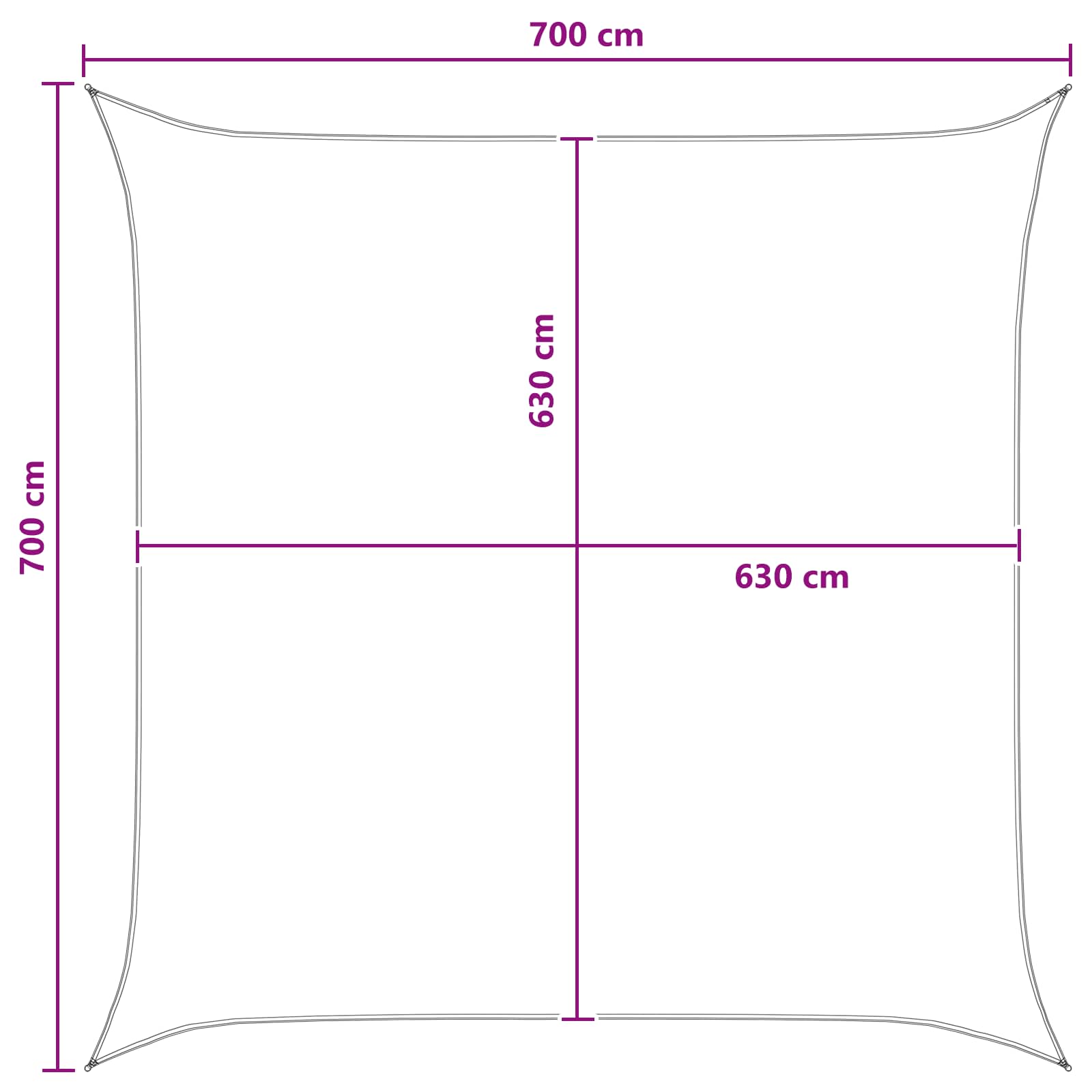 Sonnensegel Hellgrau und Weiß 7 x 7 m HDPE