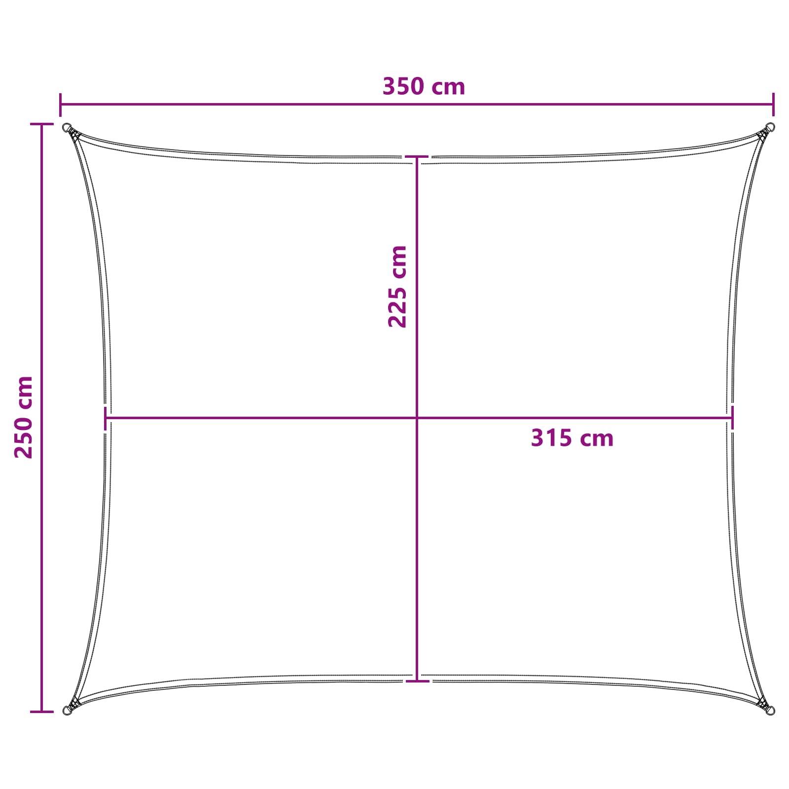 Sonnensegel Hellgrau und Weiß 2,5 x 3,5 m HDPE