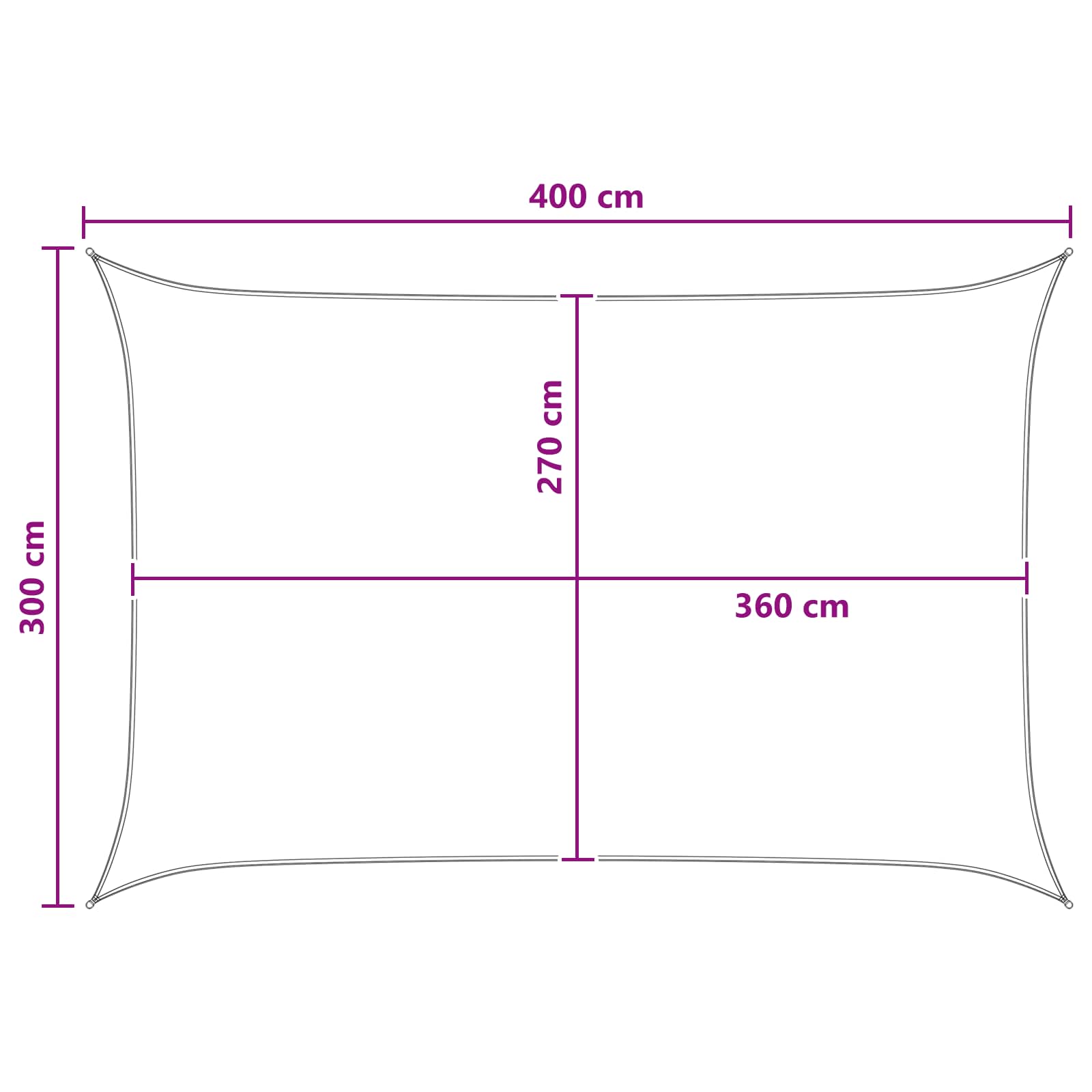 Sonnensegel Hellgrau und Weiß 3 x 4 m HDPE