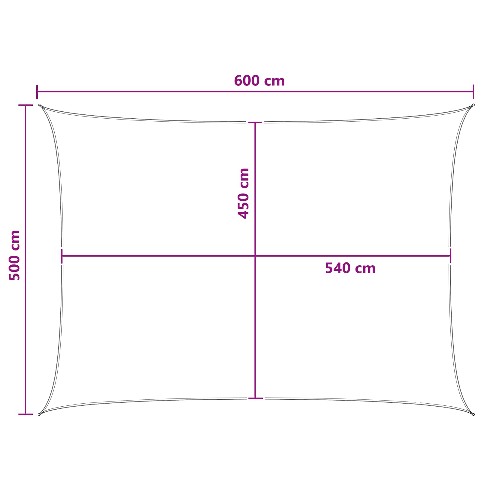 Sonnensegel Hellgrau und Weiß 5 x 6 m HDPE