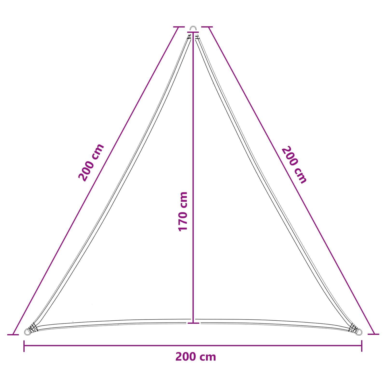 Sonnensegel Hellgrau und Weiß 2 x 2 x 2 m HDPE