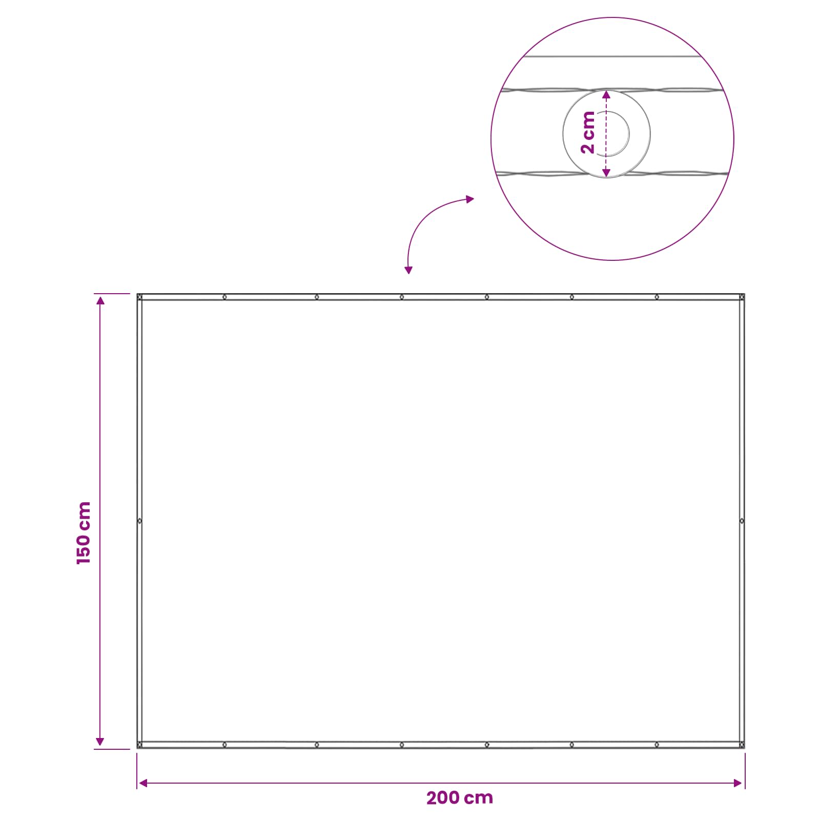 Balkon Sichtschutz 150 x 200 cm Stoff mit PU-Beschichtung