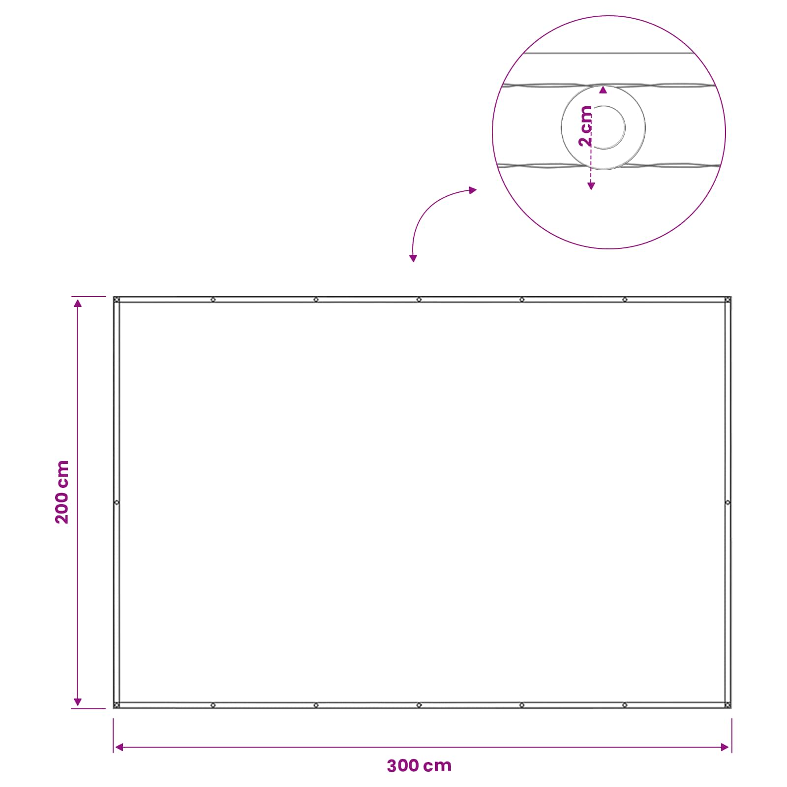 Balkon Sichtschutz 200 x 300 cm Stoff mit PU-Beschichtung Beige